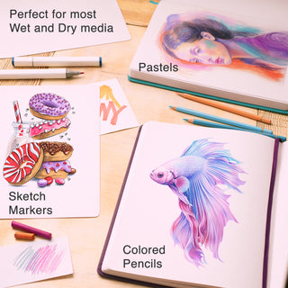 ARTISTO Premium Hardcover Sketchbooks 8.5 x 11" & Colored Pencils (48 colors) Bundle