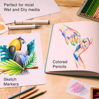 ARTISTO Premium Hardcover Sketchbook 8.5 x 11" & Watercolor Pencils (48 colors) Bundle