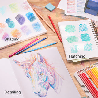 ARTISTO Sketching Pads 5.5 x 8.5" & Colored Pencils (72 colors) Bundle