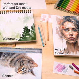 ARTISTO Watercolor Pads 5.5 x 8.5" & Watercolor Pencils (72 colors) Bundle