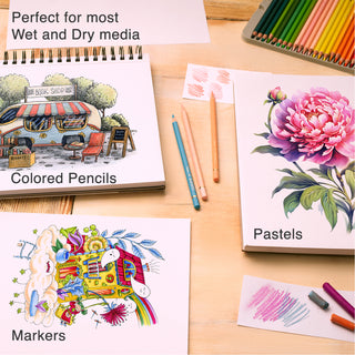 ARTISTO Mixed Media Sketchbooks 9 x 12" & Watercolor Pencils (48 colors) Bundle