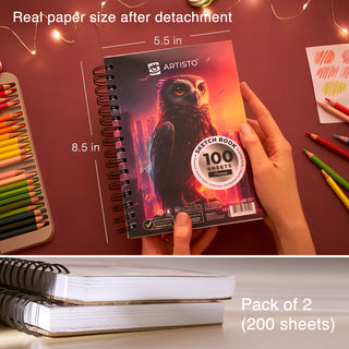 Sketchbooks, 5.5" x 8.5", Pack of 2 (200 sheets)