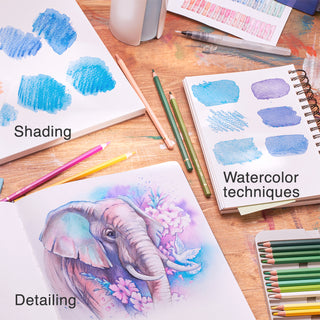 ARTISTO Watercolor Pencils (48 colors) & Sketching Art Set (20 items) Bundle