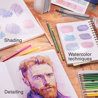ARTISTO Watercolor Pencils (72 colors) & Sketching Art Set (20 items) Bundle