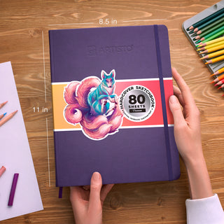 ARTISTO Premium Hardcover Sketchbook 8.5 x 11" & Colored Pencils (72 colors) Bundle
