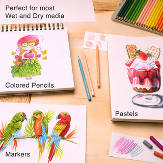 ARTISTO Mixed Media Sketchbooks 5.5 x 8.5" & Watercolor Pencils (72 colors) Bundle