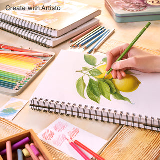 ARTISTO Sketching Pads 9 x 12" & Colored Pencils (48 colors) Bundle