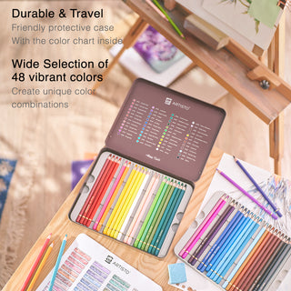 ARTISTO Premium Hardcover Sketchbook 8.5 x 11" & Colored Pencils (48 colors) Bundle