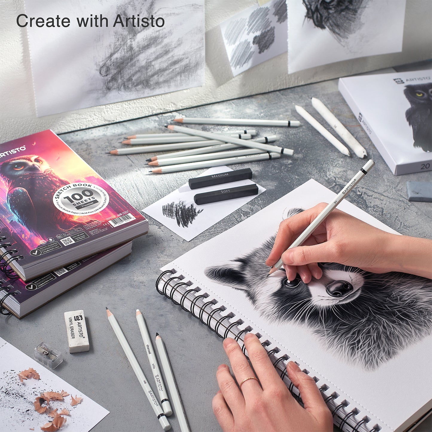 Drawing and Sketching Pencils Art Set, 20 Items